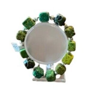Green Viva Bead Green Square Bead Stretch Bracelet - NWT